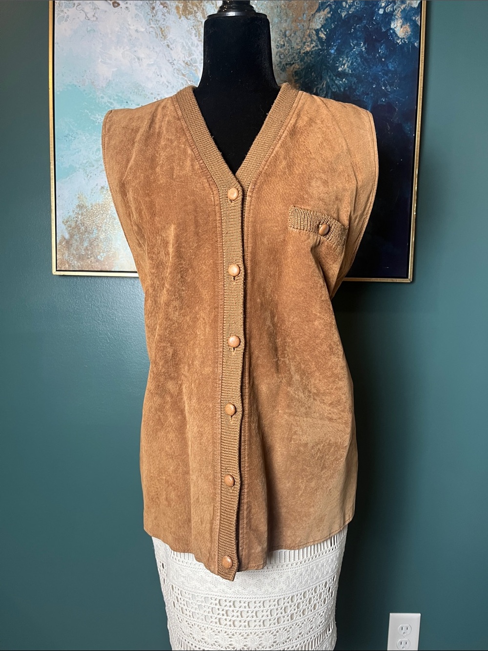 Vintage Liz Claiborne Suede Button-Front Sweater Vest